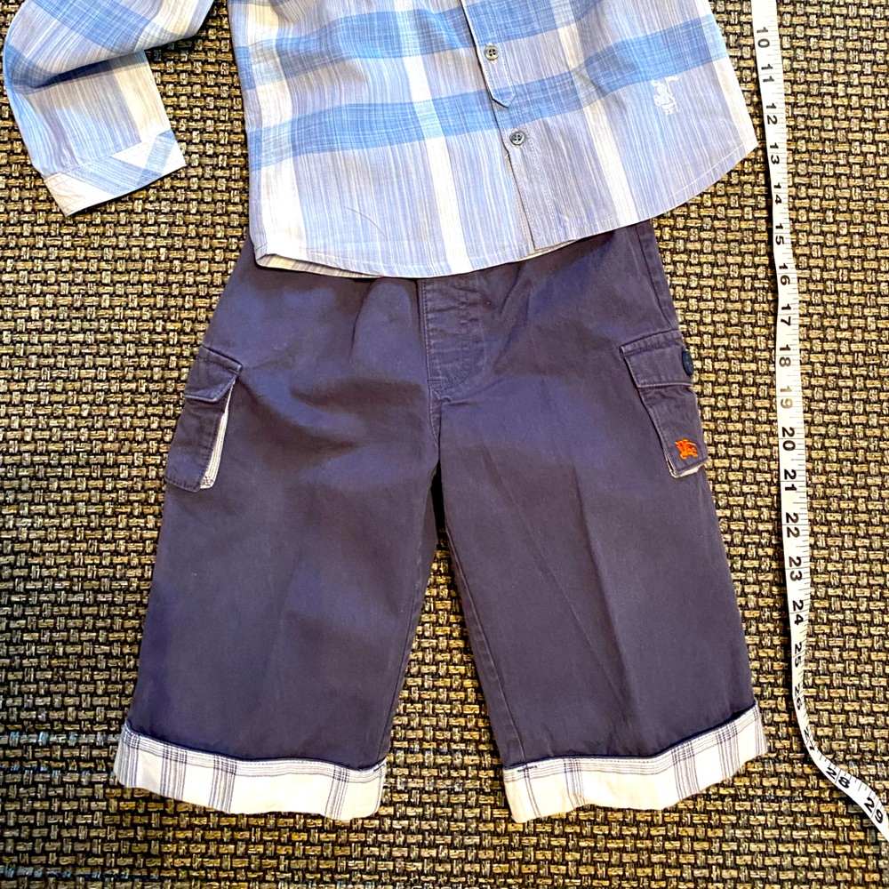 Burberry Boys LOGO🐴Long Cargo Shorts with Elastic Waist(17-22”) 18mo-2+Y🔥